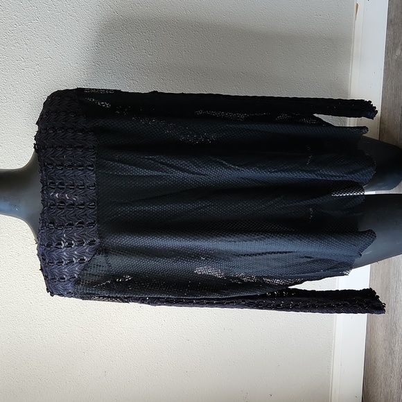 Free People Black Mesh Oversized Long Sleeve Top Size S - Picture 2 of 4